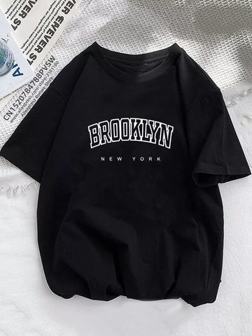 Women Brooklyn Letter Print T Shirt