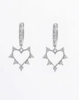 925 Sterling Silver Inlaid Zircon Heart Dangle Earrings