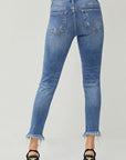 RISEN Distressed Frayed Hem Slim Jeans