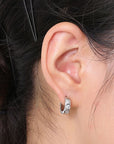 Stainless Steel Rhinestone Huggie Earrings