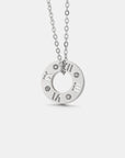 Stainless Steel Pierced Rhinestone Pendant Necklace