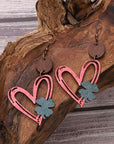 Wood Cutout Heart Dangle Earrings