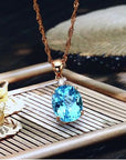 Rose Gold-Plated Artificial Gemstone Pendant Necklace