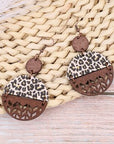 Wooden Cutout Leopard Dangle Earrings