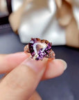 Rose Gold-Plated Artificial Gemstone Heart Ring