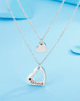 Stainless Steel Cutout Heart Double-Layered Necklace