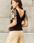 And The Why Hold Me Close Full Size Floral Print Textured Sleeve Knit Top
