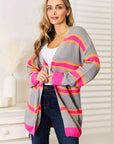 Woven Right Ribbed Long Sleeve Cardigan