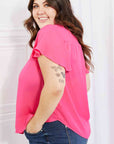 Sew In Love Just For You Full Size Short Ruffled Sleeve Length Top in Hot Pink