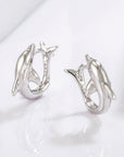 925 Sterling Silver Zircon Dolphin Earrings