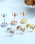 Inlaid Zircon Heart Necklace, Bracelet and Stud Earrings Jewelry Set