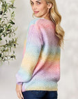 BiBi Rainbow Gradient Crochet Deetail Sweater