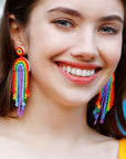 Bead Stainless Steel Rainbow Dangle Earrings