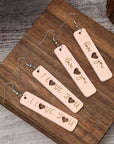Heart Cutout Wooden Dangle Earrings