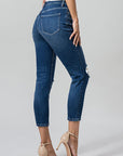 BAYEAS Full Size High Waist Distressed Washed Cropped Mom Jeans