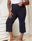 Judy Blue Full Size High Waist Tummy Control Garment Dyed Wide Cropped Jeans