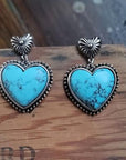 Artificial Turquoise Alloy Heart Dangle Earrings