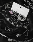IPARAM Silver color Chain Pearl Bracelet Love Pendant Zircon Necklace Snake Butterfly Earrings Ring Fashion Jewelry Set