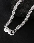 high quality silver color 4MM women men chain male twisted rope necklace bracelets fashion Silver jewelry Set