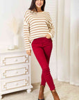 Double Take Striped Boat Neck Sweater