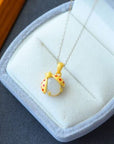 Seven-Star Ladybug Natural Stone Pendant Necklace