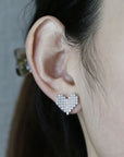 925 Sterling Silver Inlaid Zircon Heart Stud Earrings